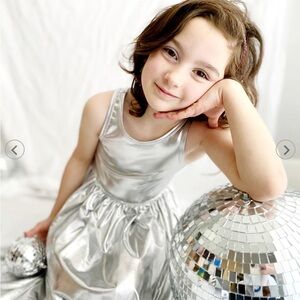 NWT! Girls Liza Lame Dress - Silver 3T by Pink Chicken